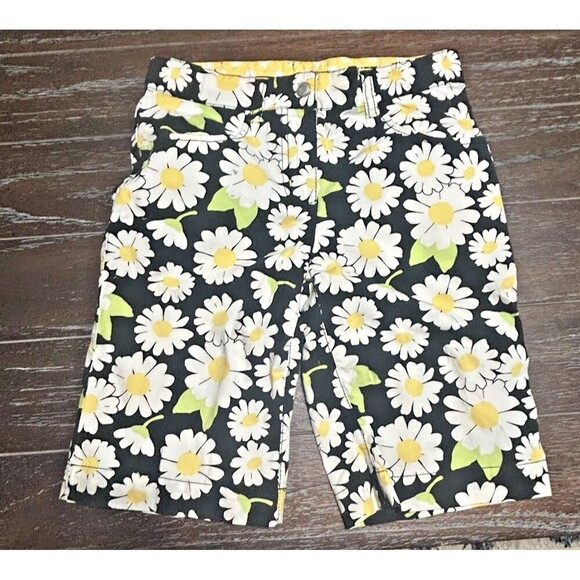 GYMBOREE Lady Daisy Daisy Flower Bermuda Shorts w Adjustable Waist Size 10 - Picture 1 of 5